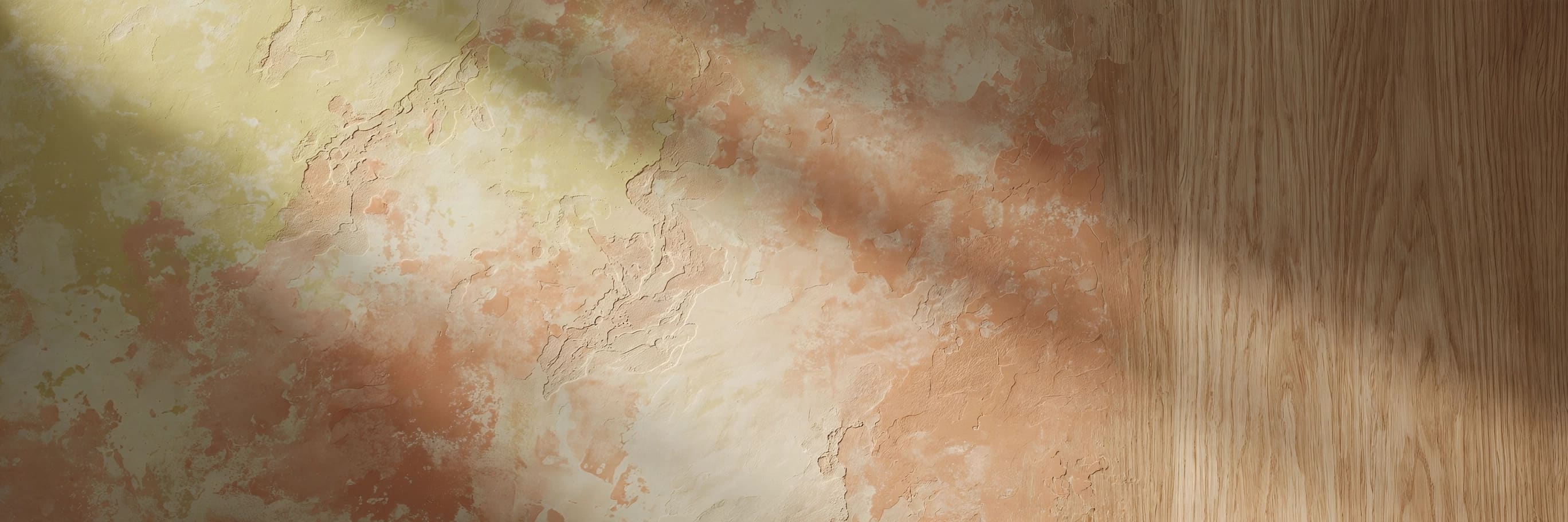Warm plaster and oak texture