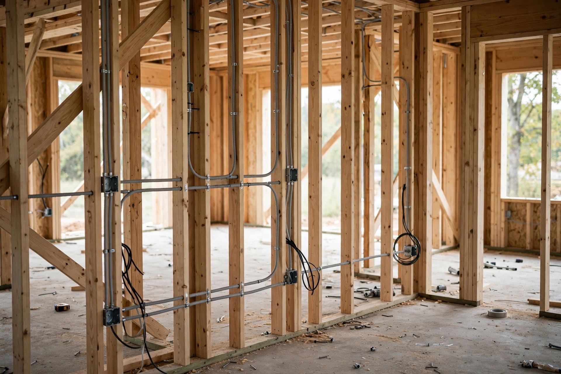 Timber frame of a loft conversion under construction